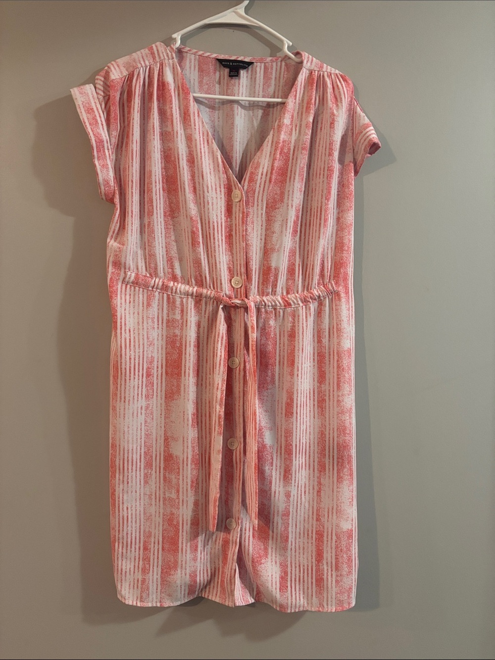 Rock & Republic Coral and White Striped Midi Dress